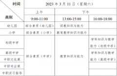 2023上半年廣東省中小學教師資格考試時間:3月11日（星期六）